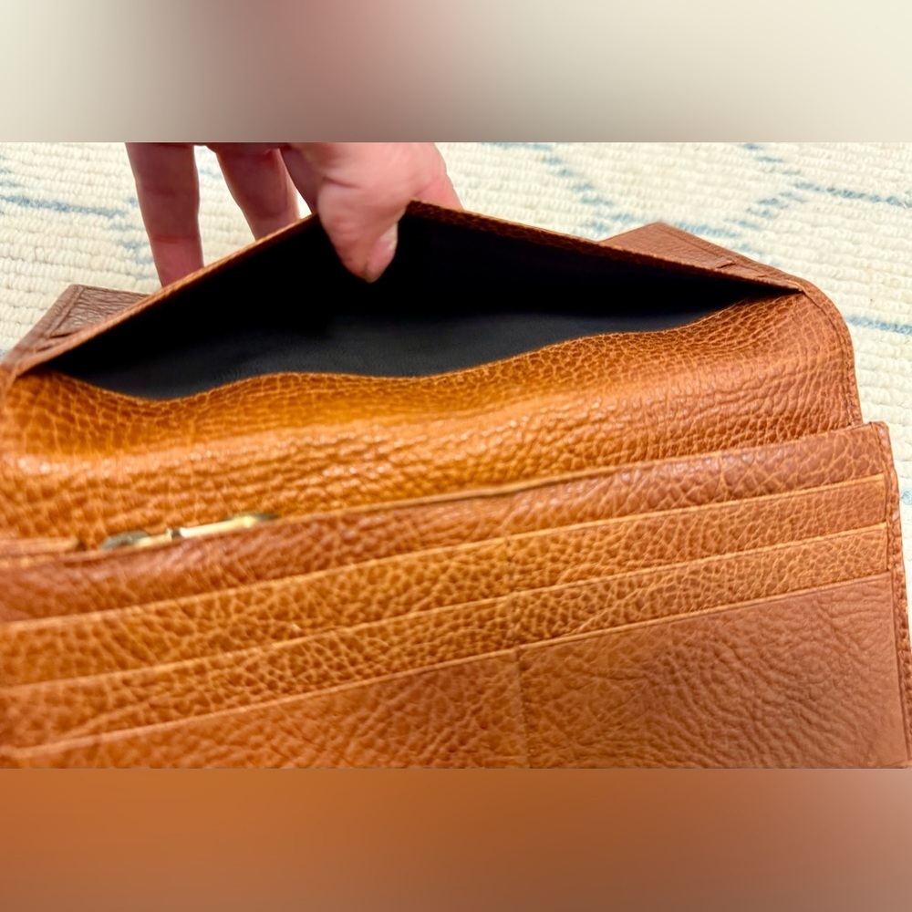 HUNTING WORLD Vintage Unisex Brown Pebbled Logo Embossed Bifold Wallet Italy - Picture 16 of 16
